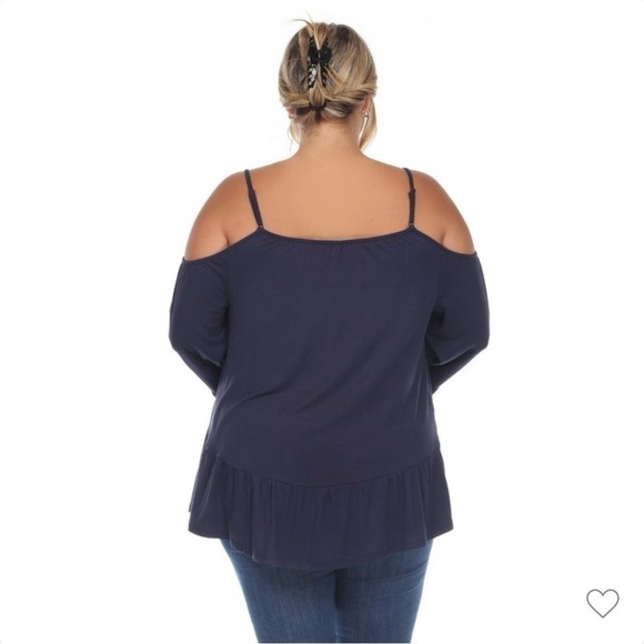 WHITE MARK, NWT, WOMENS, NAVY BLUE, COLD SHOULDER TUNIC TOP. SIZE 2XL - Picture 3 of 7